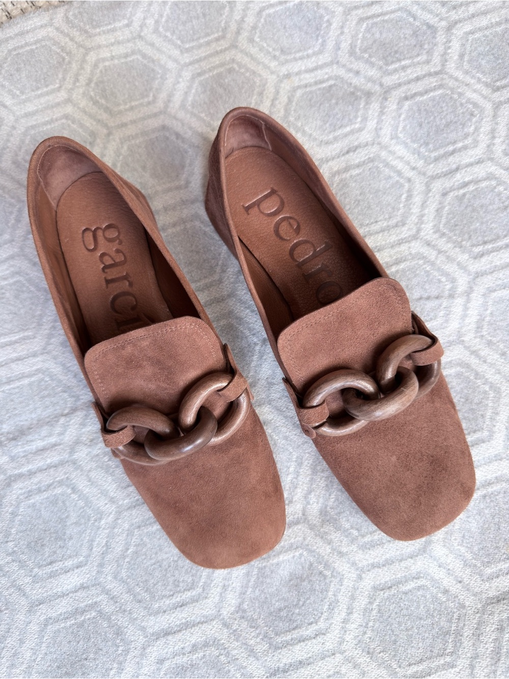 Pedro Garcia Gizi Suede Wood Chain Loafers Brown  Women’s EU 38 US 8